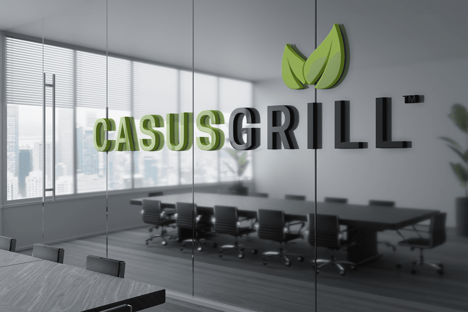 Λογότυπο CasusGrill σε χώρο γραφείων